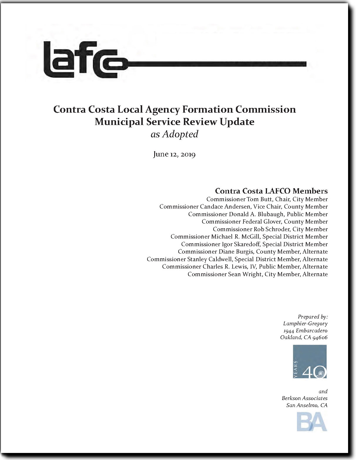 Cover of Contra Costa MSR Update